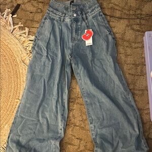 Cider Blue Flare Wide Leg Jeans